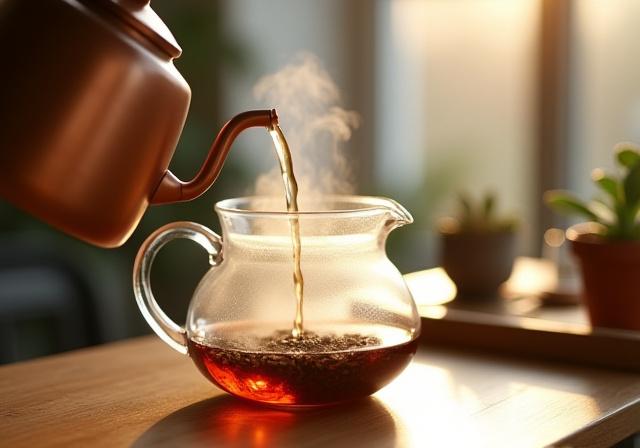 Tarkka teen kaataminen modernissa helsinkiläisessä kahvilassa