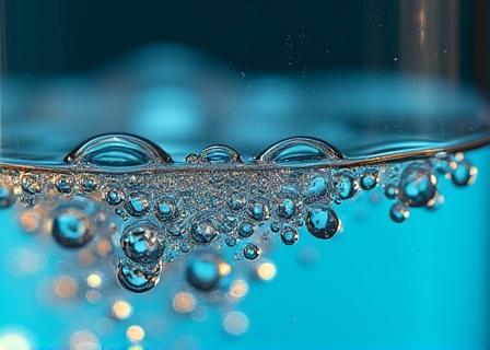 Lähikuva vedestä jossa on pieniä nousuporeita